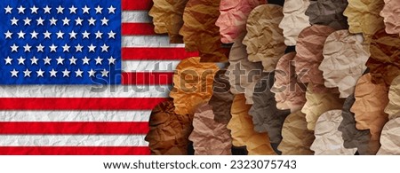 Independence Day USA celebration as a Fourth of July or 4rth national Holiday summer party as peaple of diversity and diverse American culture with a flag of the Unites States of America. Royalty-Free Stock Photo #2323075743