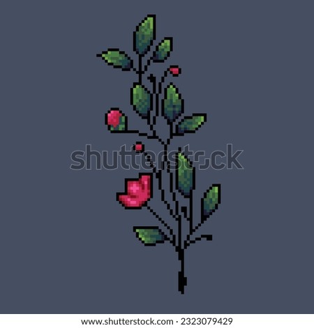 rosel flower in pixel art style