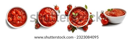 set of bowl tomatoes sauce isolated Royalty-Free Stock Photo #2323084095