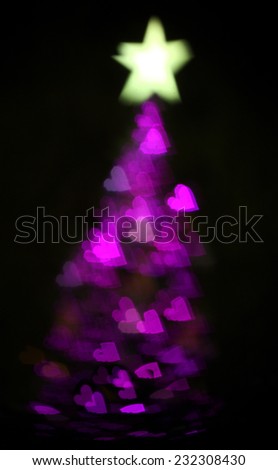 christmas bokeh hearts star tree