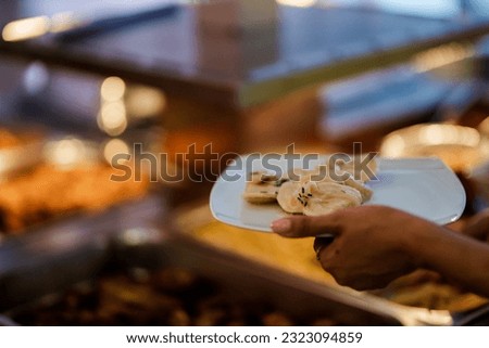 Buffet tables in a restaurant. Ideas for serving and wedding. Picture for a menu or confectionery catalog, restaurant, candy bar