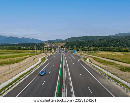 A1 motorway in Romania, Sibiu county, near Boita and Talmaciu node on Olt Valley, part of Sibiu-Pitesti section Royalty-Free Stock Photo #2323124261