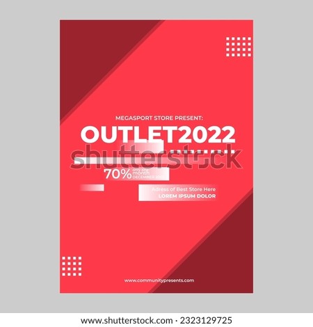 outlet red flat simple abstract bright flyer for adverseting online shop, eps format