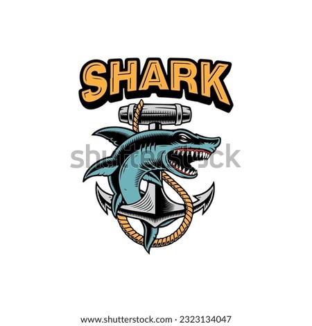 Shark fish logo design vector