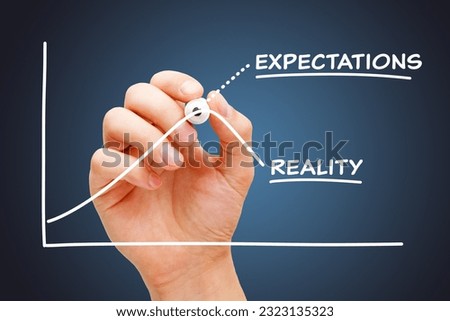 Hand drawing concept about the disappointment when reality doesn't meet expectations. Royalty-Free Stock Photo #2323135323