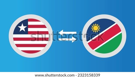 round icons with Liberia and Namibia flag exchange rate concept graphic element Illustration template design
