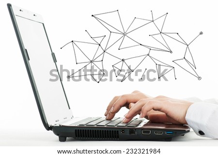 Computer keyboard and multiple social media images