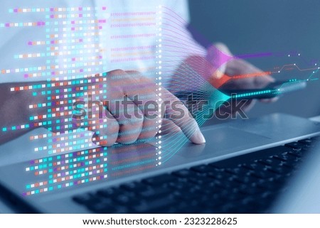 technology concept ai artificial intelligence For business people using AI smart robot technology, artificial intelligence by inputting commands to create something. future technology changes black an Royalty-Free Stock Photo #2323228625