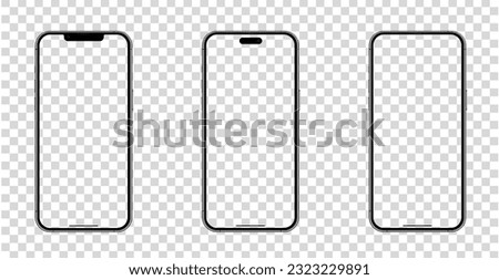 smartphone Mockup set  - Clipping Path , Template on Transparent Background , Mock up isolate screen phone for Infographic web site design app advertise
