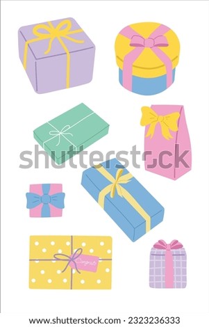 various gift or present birthday greeting card