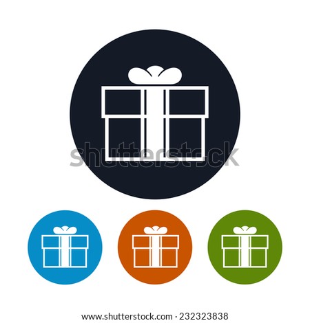 Gift Box icon,  four types of colorful round icons gift box, vector illustration