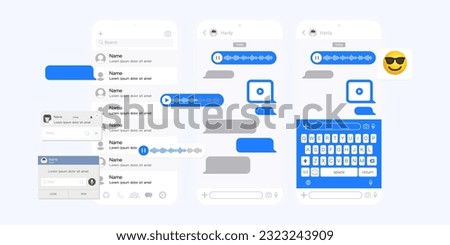 Message bubble chats for smartphones, with vector chat boxes designed for mobile messaging applications. Vector. Royalty-Free Stock Photo #2323243909