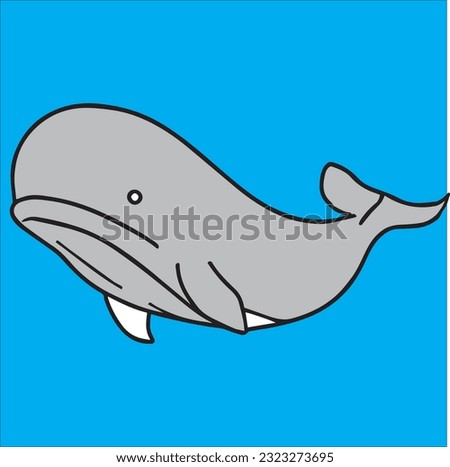 cute whale vector illustration in sea , use in social media , print out as sticker