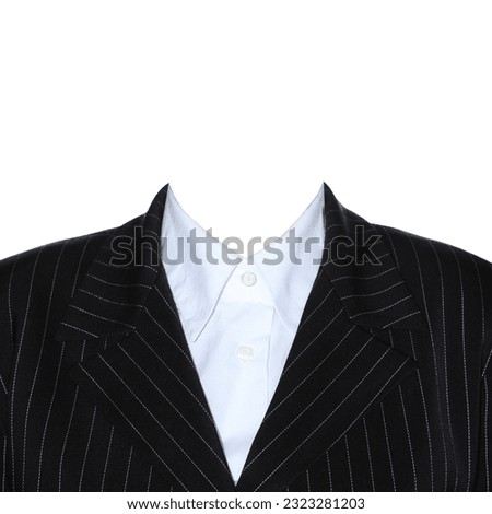 Women's business suit for montage. Black striped suit with a white shirt. Women's clothing. Royalty-Free Stock Photo #2323281203