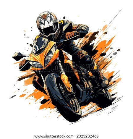 Hand drawing style of motorcycle race cornering isolated in white background