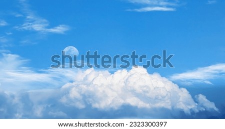 sky and clouds with moon panorama