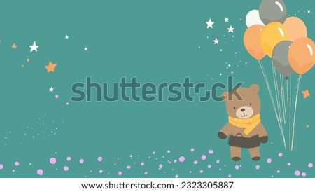 Lovely bears with balloons for book cover, ebook cover, greeting card, invitation card, reading book, writing book and sketch drawing book wallpaper background vector illustration