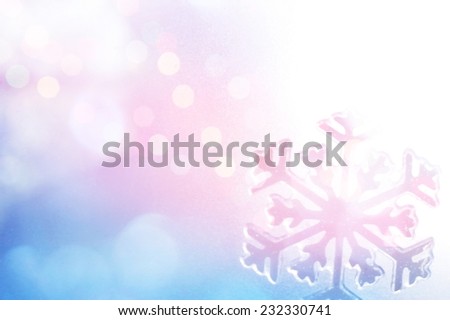 Winter Holiday Snow flake Background, Bokeh.