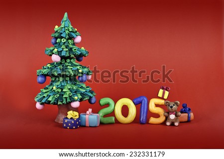 Clay Christmas tree with numbers and gifts