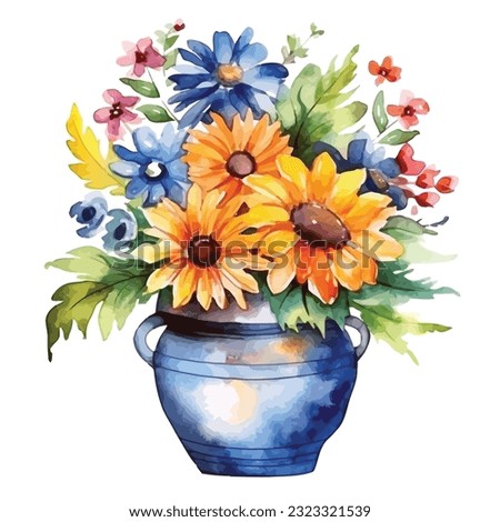 Flower In Pot Watercolor Sublimation Clipart