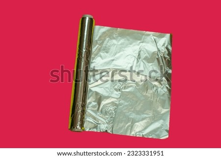 aluminum foil on viva magenta background , kitchen tools and utensils, aluminum foil used in kitchen, aluminum foil pictures in different concepts
