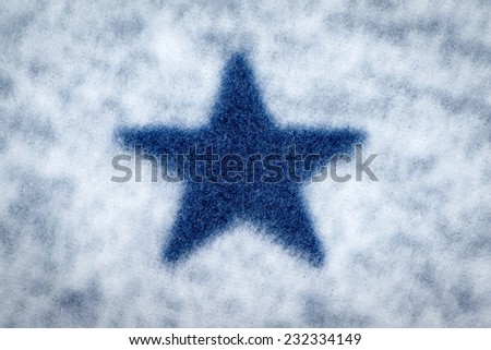 Fleece fabric with blue star pattern texture closeup photo background.