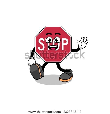 stop road sign cartoon walking , character design