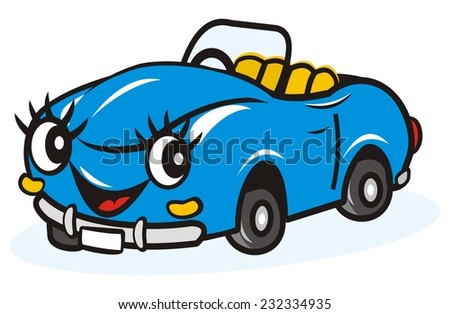 Blue car, vector icon