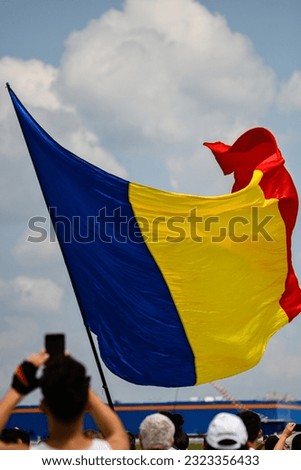 Romanian flag blowing in the wind