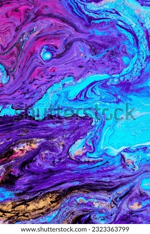 Purple blue flowing paint texture. Paper marbled abstract background