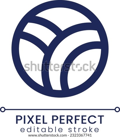 Volleyball pixel perfect linear ui icon. Team ball game. Sports activity and hobby. GUI, UX design. Outline isolated user interface element for app and web. Editable stroke. Poppins font used