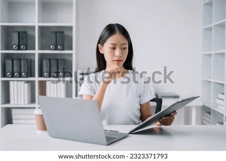 Businesswoman analyzing business enterprise data management, business analytics with charts, Marketing, Financial, Analyst, Business growth chart.