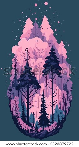 picture of a forest filled with trees rich color palette poster