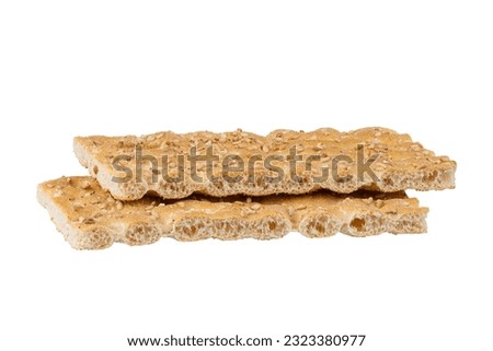 Stack of crackers or diet fit loaves isolated on white background. With clipping path. Full depth of field. Focus stacking