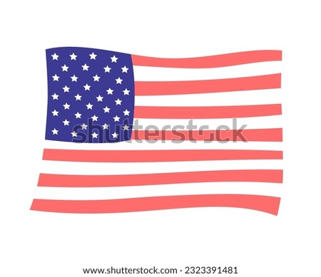 American flag flying semi flat colour vector object. 4th of july national flag. USA nation. Editable cartoon clip art icon on white background. Simple spot illustration for web graphic design