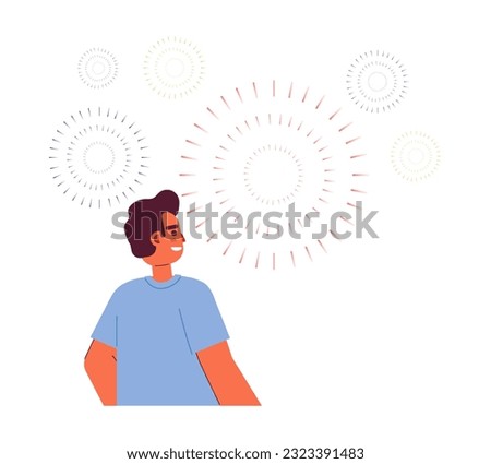Latino young man watching fireworks semi flat colorful vector character. Mexican independence day. Editable half body person on white. Simple cartoon spot illustration for web graphic design