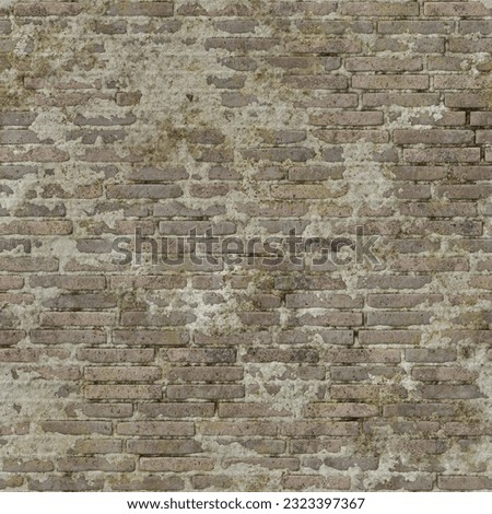 Old broken brick wall seamless texture, high resolution material, maps or wallpaper for modeling