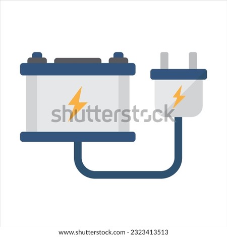 flat car battery with plug illustration on white background, refrigerator clip art, 