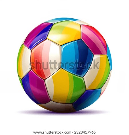 rainbow color soccer ball with color splash illustration clip art isolated on white background.