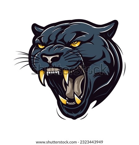 A fierce and captivating howling panther head vector clip art illustration, symbolizing strength and freedom, perfect for sports team logos and empowering designs Royalty-Free Stock Photo #2323443949