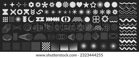 Set of Brutalist Geometric Shapes Vector Design. Cool Trendy Abstract Figures Collection. Graphic Elements.