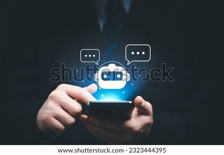 AI, Artificial Intelligence, AI generated content Concept. business Artist Man using AI Art Assistant to generate for business. Content command prompt generates, technology futuristic transformation. Royalty-Free Stock Photo #2323444395