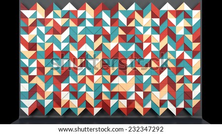 abstract architectural background made of diagonal triangular panels in stylish colors