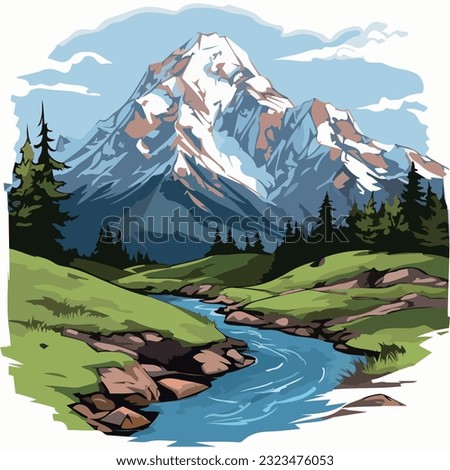vector illustration of mountain clip art isolated on white background.