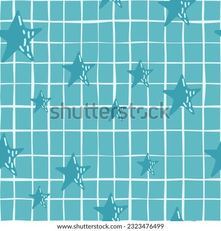 Cute stars seamless pattern in doodle style. Constellation wallpaper. Design for fabric, textile print, wrapping paper, childish textiles. Vector illustration