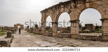 Ruins of the ancient Roman town of Volubilis in Morocco, North Africa Royalty-Free Stock Photo #2323484711