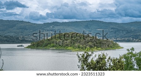 Small island, Minore, in Lake Trasimeno, Umbria Italy