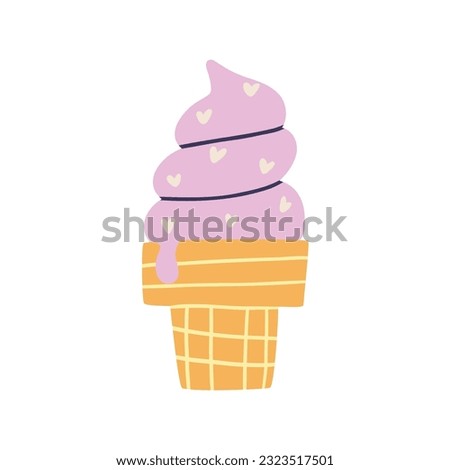 hand drawn ice cream. vector illustration in flat style
