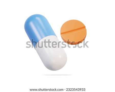 medical Pills capsule drug flying 3d icon vector illustration Royalty-Free Stock Photo #2323543933