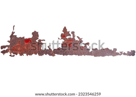 Many rusty, old and dirty local steel surfaces with white background and clipping path.